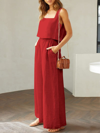 Maxina | Luftiges Damen Set mit Cropped Top & Weit geschnittene Hose