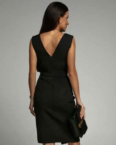 Fresia™ | Enges Kleid mit V-Ausschnitt und Schlitz