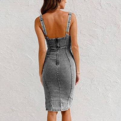 Lässiger Chic Denim | Midi Kleid