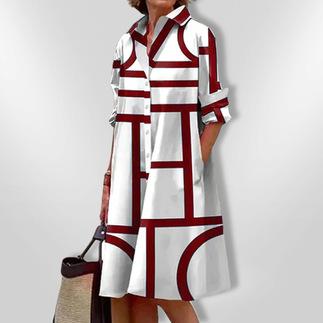 Helena™ | Midi-Kleid mit geometrischem Muster