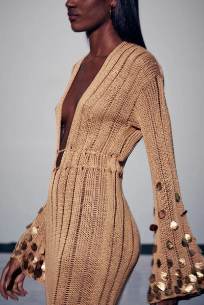 Goldie | Goldene Mesh Glamour Kleid