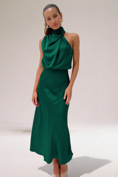 Flavia™ | Glamouröses Satin-Kleid mit Halter
