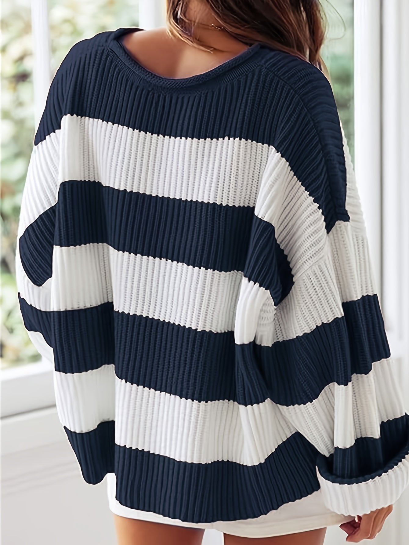 Ornella | Rundhals gestrickter Pullover mit Streifen