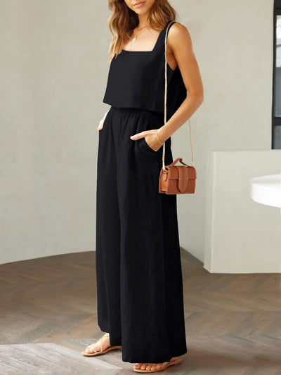 Maxina | Luftiges Damen-Set mit Cropped Top & Weitgeschnittene Hose