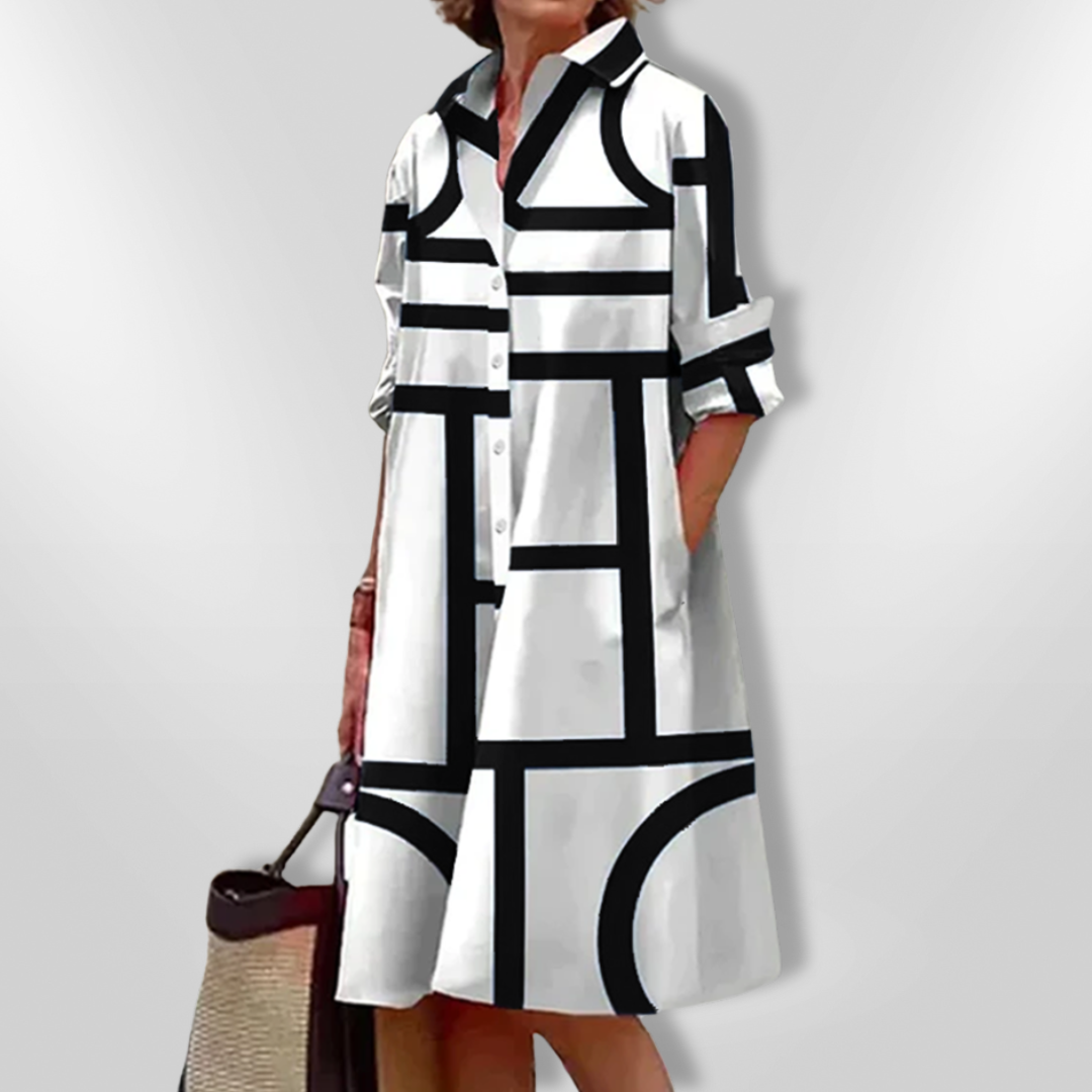 Helena™ | Midi-Kleid mit geometrischem Muster