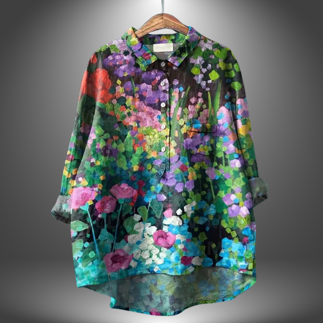 Virginia | Handgefertigte Blumenbluse für Damen