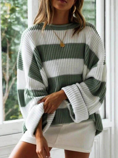 Ornella | Rundhals gestrickter Pullover mit Streifen