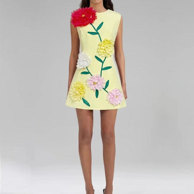 Floretta | Blumenkleid mit 3D-Effekt in Fröhlichen Farben