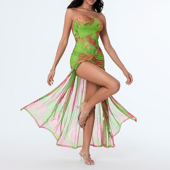 Zamira | Transparente Split-Maxikleid