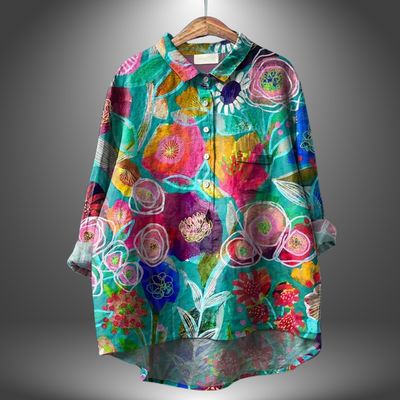 Virginia | Handgefertigte Blumenbluse für Damen
