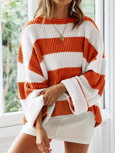 Ornella | Rundhals gestrickter Pullover mit Streifen
