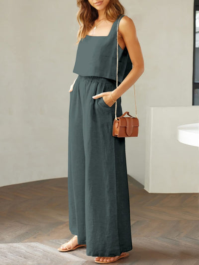 Maxina | Luftiges Damen-Set mit Cropped Top & Weitgeschnittene Hose