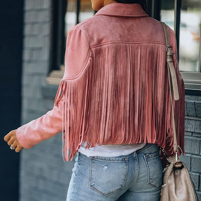 Fraya | Cropped Fransenjacke im Suèdelook – Festivaltauglich & Modisch
