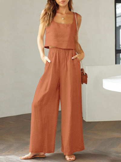 Maxina | Luftiges Damen-Set mit Cropped Top & Weitgeschnittene Hose