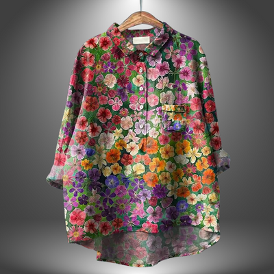 Virginia | Handgefertigte Blumenbluse für Damen