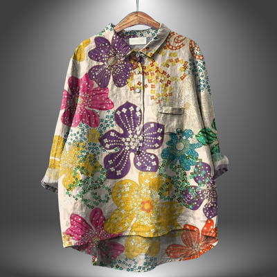 Virginia | Handgefertigte Blumenbluse für Damen