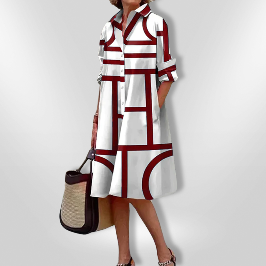 Helena™ | Midi-Kleid mit geometrischem Muster