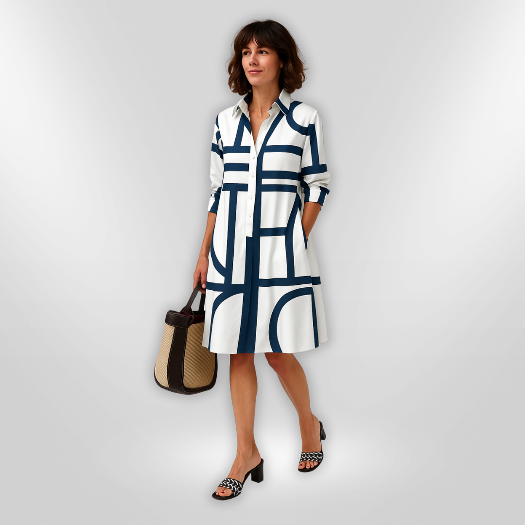 Helena™ | Midi-Kleid mit geometrischem Muster