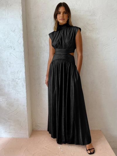 Selene | Mock Neck Cut-Out Maxikleid