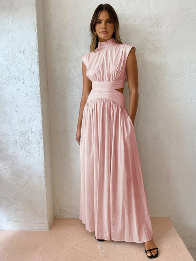 Selene | Mock Neck Cut-Out Maxikleid