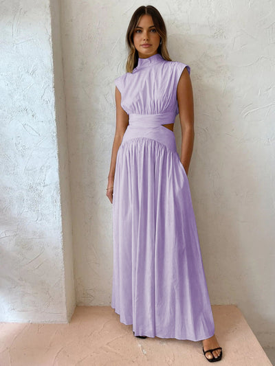 Selene | Mock Neck Cut-Out Maxikleid
