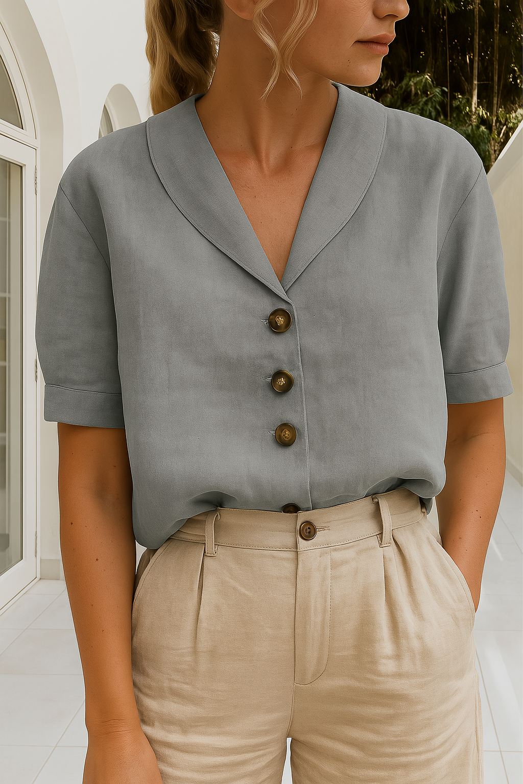 Lina | Utility-Style Bluse mit elegantem Reverskragen