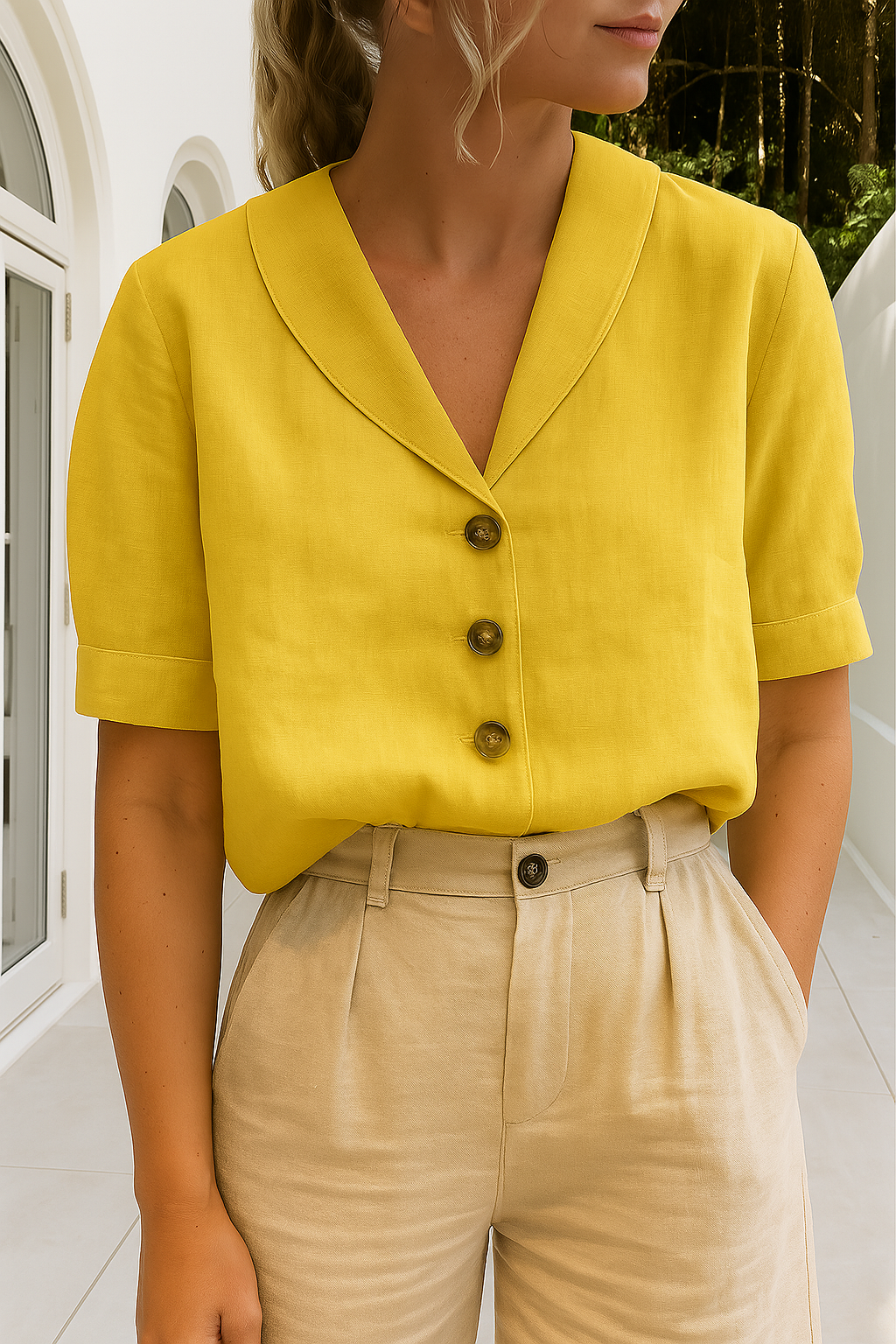 Lina | Utility-Style Bluse mit elegantem Reverskragen