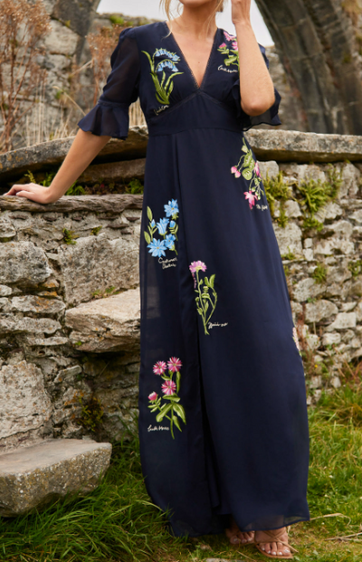 Elegantes Kleid mit Navy-Blumen