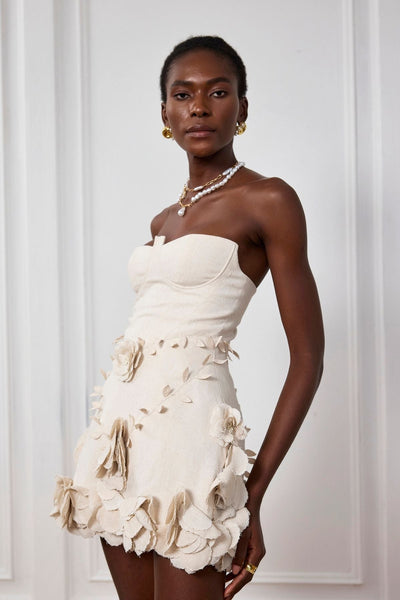 Eleanora | Strapless Blumen-Mini-Kleid