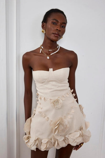 Eleanora | Strapless Blumen-Mini-Kleid