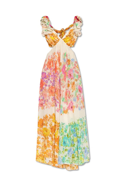 Bloomelia | Maxi Kleid mit Blumenmuster & Rüschen