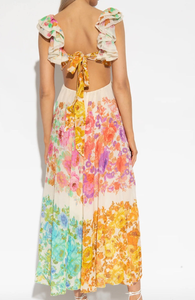 Bloomelia | Maxi Kleid mit Blumenmuster & Rüschen