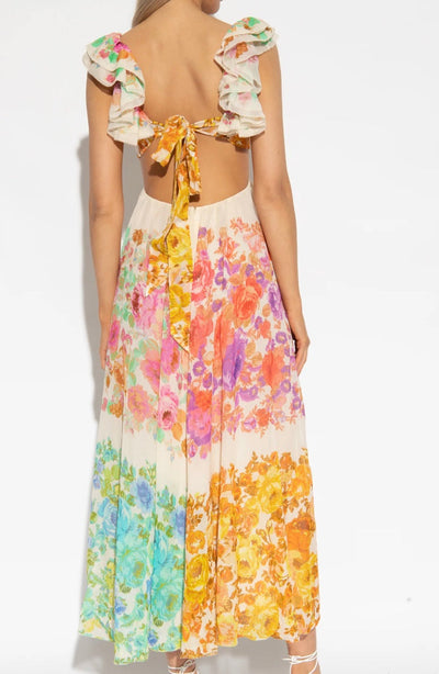 Bloomelia | Maxi Kleid mit Blumenmuster & Rüschen