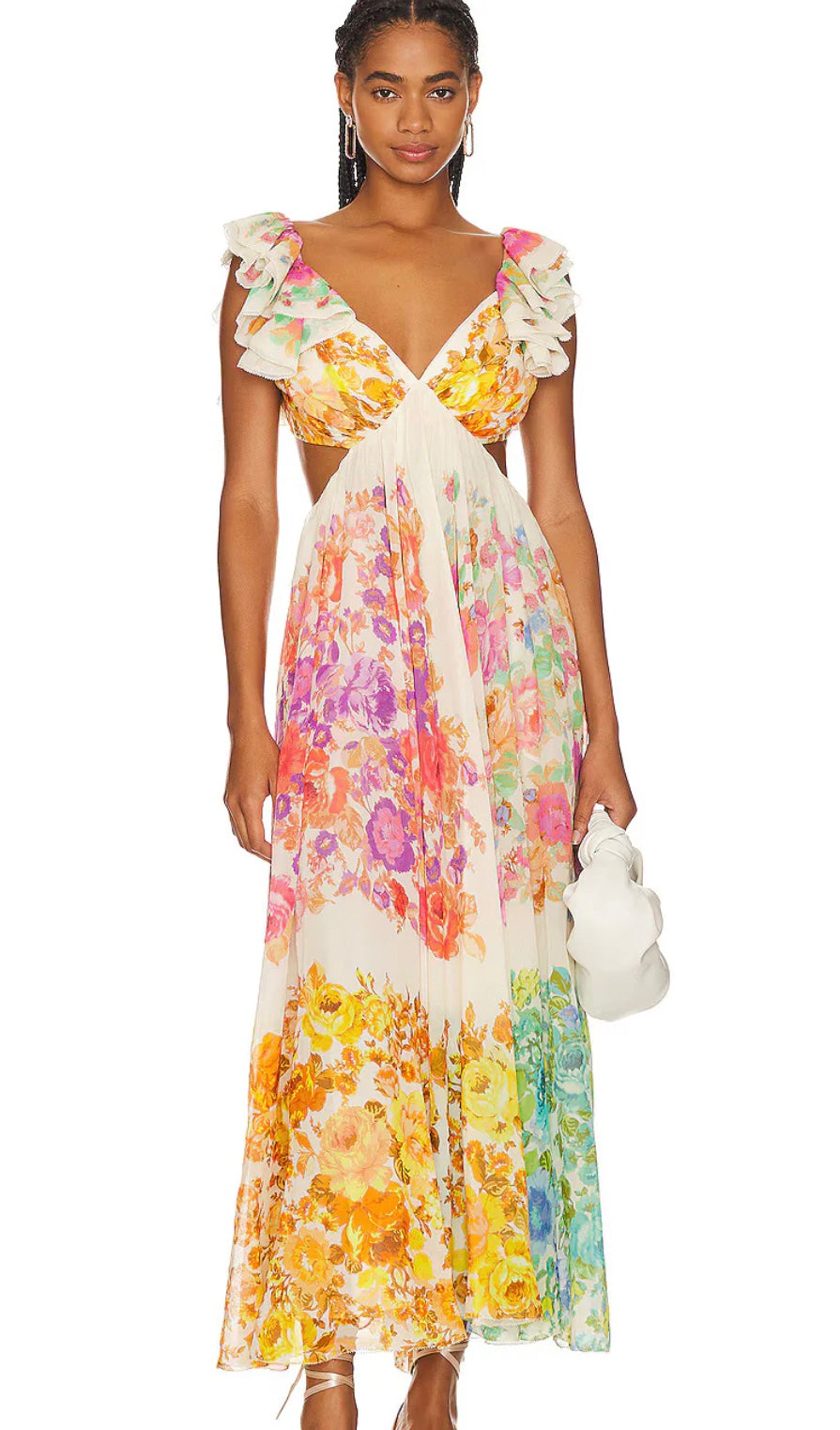 Bloomelia | Maxi Kleid mit Blumenmuster & Rüschen