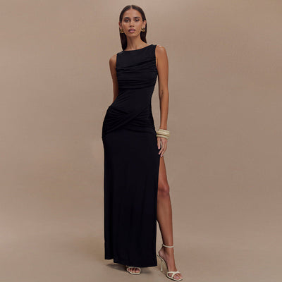 Nalani | Langes Abendkleid mit Offenem Rücken und Hohem Schlitz