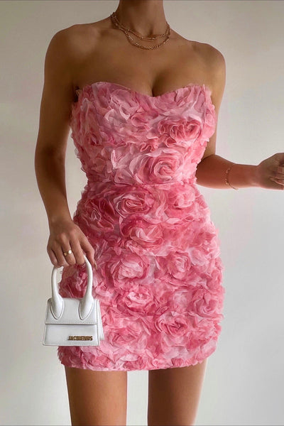 Rosabelle | Strapless 3D Blumenkleid
