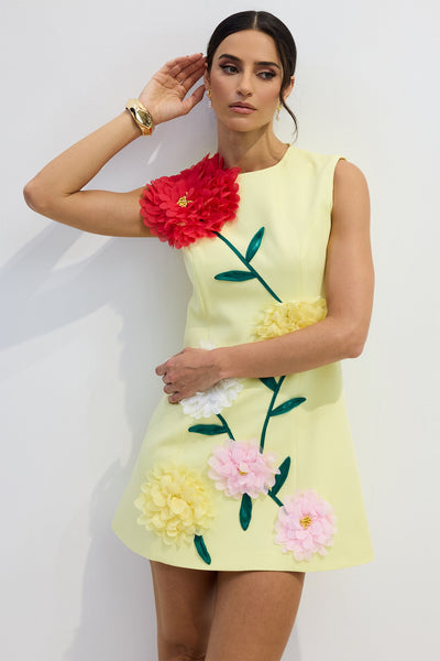 Floretta | Blumenkleid mit 3D-Effekt in Fröhlichen Farben
