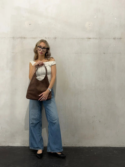 RetroSoft Suede | Schultertasche mit Passender Clutch