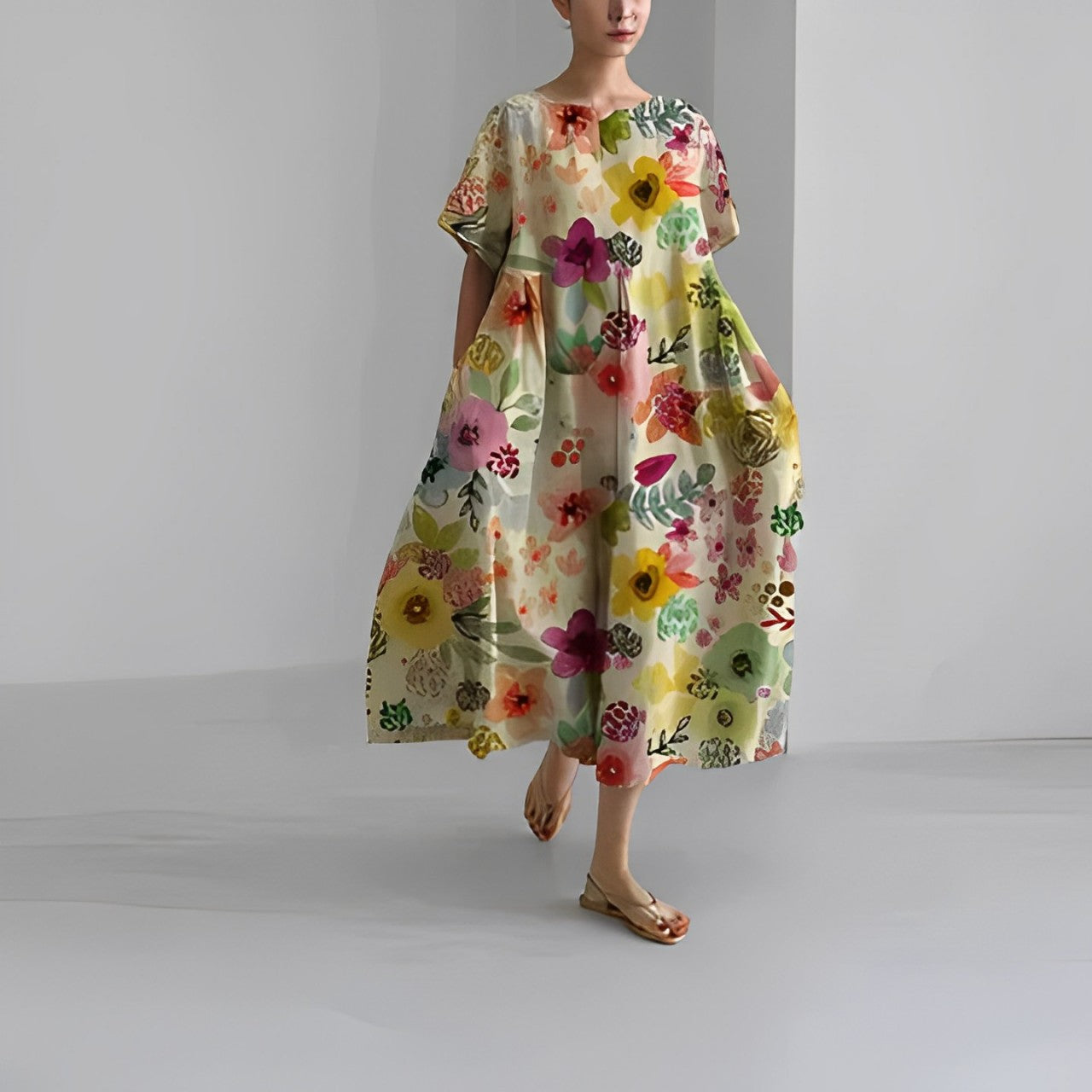 Adelia - Blumenmuster Boho Kleid