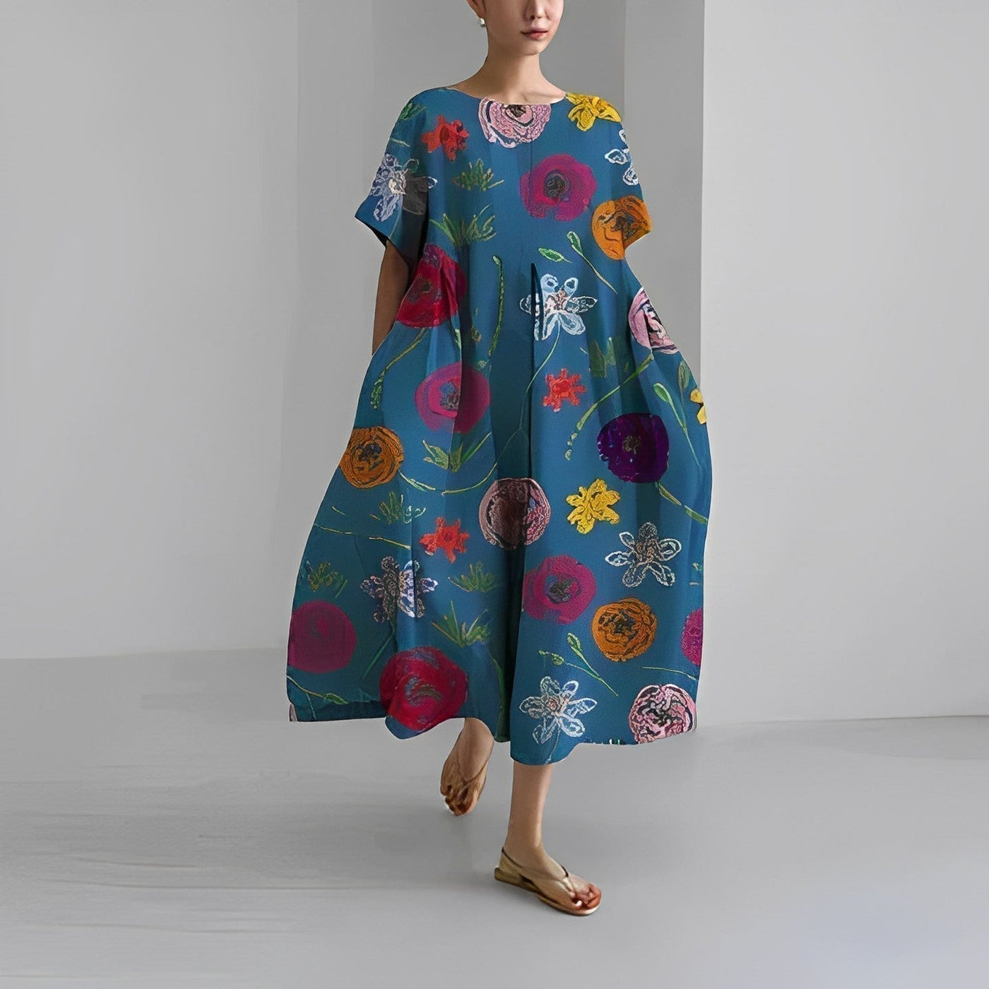 Adelia - Blumenmuster Boho Kleid