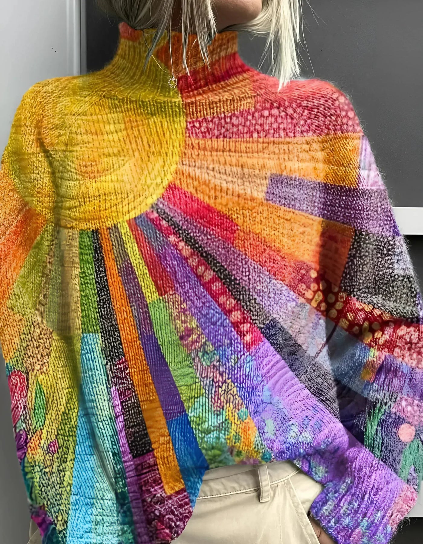 Lilibeth™ | Bunter Pullover mit Polo-Kragen