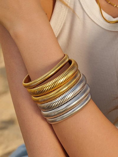 Glow Snake | Brede Snake Armband in Gold oder Silber – 8 bis 16 mm