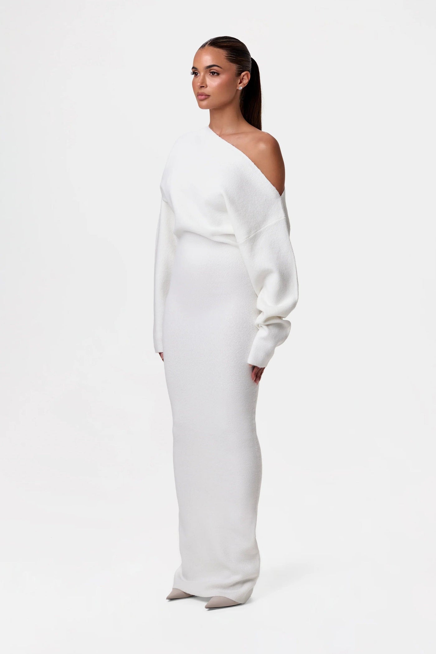 Serena Knit | Off-Shoulder Maxi Kleid