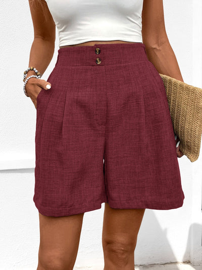 Solanta Shorts | Hohe Taille Kurze Hose mit Knöpfen & Sommerlichem Schnitt