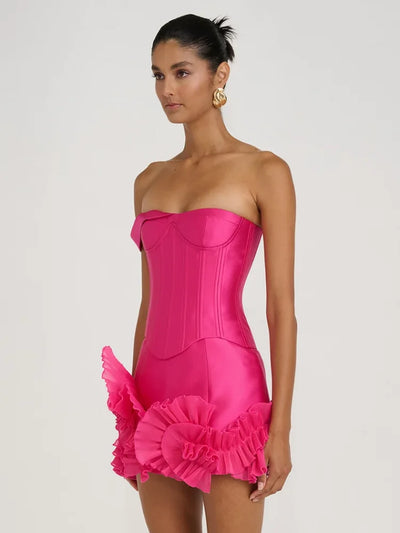 Cassia | Strapless Mini-Kleid mit Korsetlook & Rüschendetail