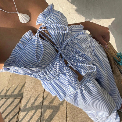Isola | Gestreiftes Lounge-Set mit Bandeau-Top