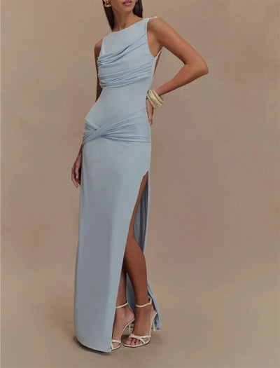 Nalani | Langes Abendkleid mit Offenem Rücken und Hohem Schlitz