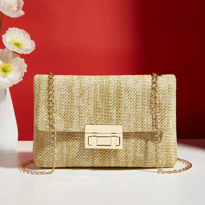 Liora | Geflochtene Handtasche mit Goldener Kette