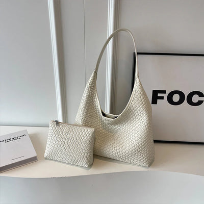 Livia Woven Tote | Vegane Schultertasche mit Pouch