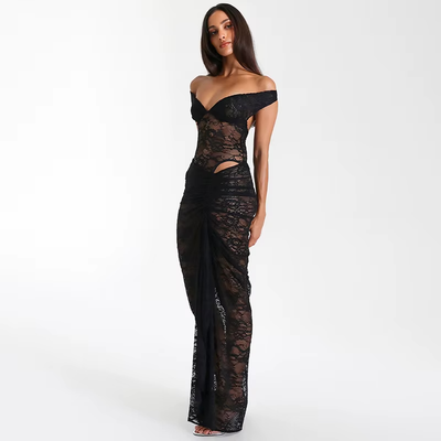 Isolde Spitzenkleid | Off-Shoulder Maxikleid
